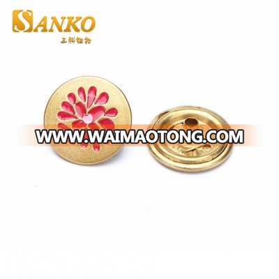 Custom made plated embossed fancy round metal coat button for women