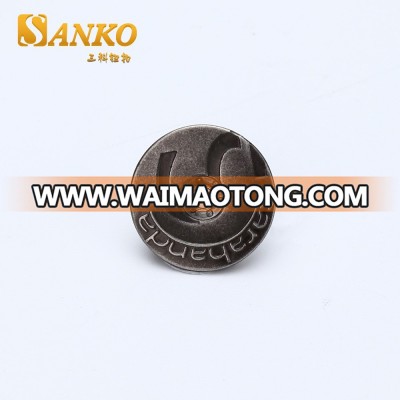 button manufacturer anti silver vintage jeans button with custom logo