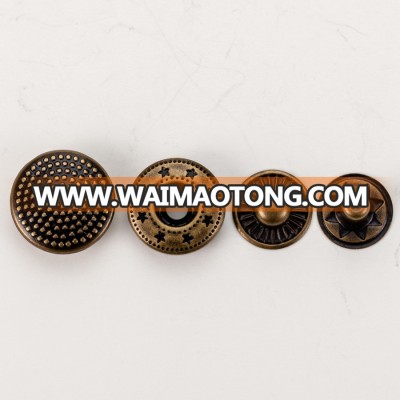 Manufacturer engraved antique copper magnetic snap button for clothing