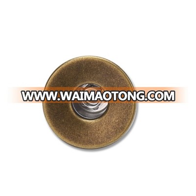 Embossed logo metal brass shank jeans button for demin