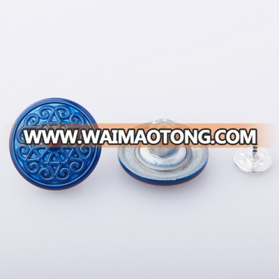 Fashion design custom logo brass metal jeans buttons cover for jeans