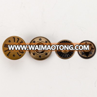 Custom made round sewing brass plate metal snap button fastener