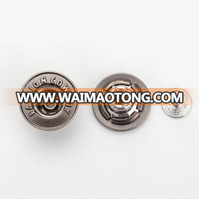 Luxury brand custom logo pressure round iron metal tack jeans button