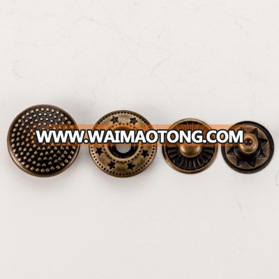 Custom logo brass plated magnetic press stud snap fasteners for clothing