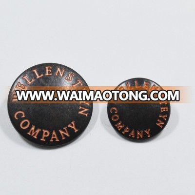 Black copper custom logo shank metal snap button for clothing