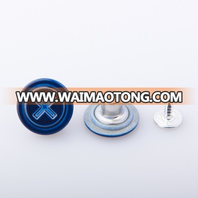 Luxurious brand custom  plating metal jeans buttons cover for jeans
